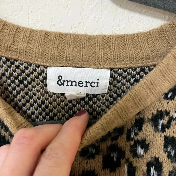 &Merci 100% Mohair Crew Neck Animal Print Sweater Size small - Picture 5 of 8